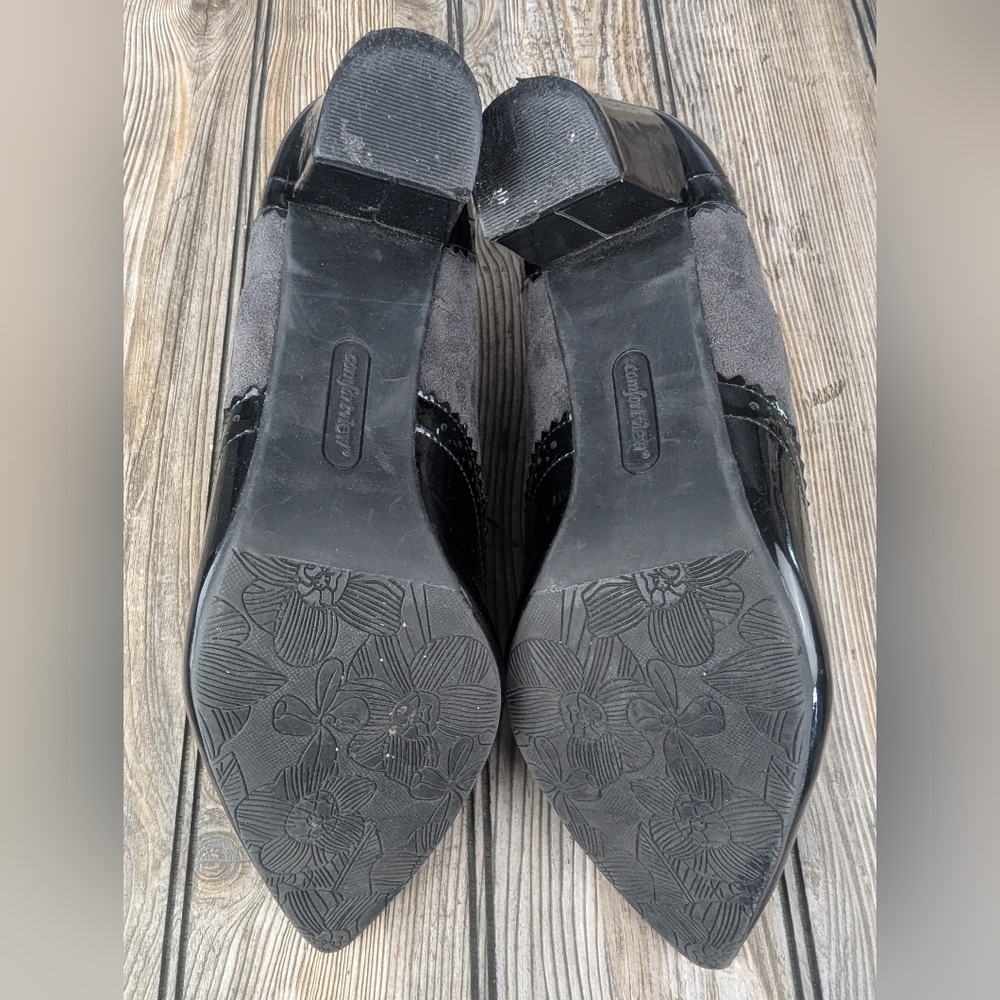 Comfortview Zani Size 9 Gray Suede & Black Patent Heels - Picture 10 of 12